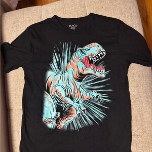 Black T-Shirt with Dinosaur Graphic